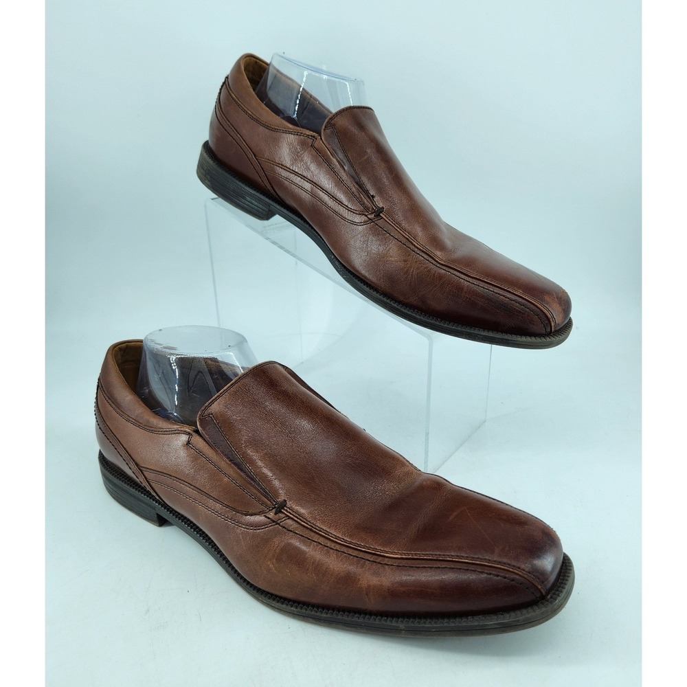 Florsheim Midtown Bike Toe Loafers Mens 11 D Cognac Leather Slip On Dress Shoes